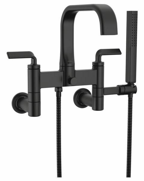Brizo Allaria 2-Handle Tub Filler Trim Kit with Twist Lever Handles in Matte Black (T70367-BL) - Body Assembly Sold Separately | Perfect for Modern Bathroom Renovations and Luxury Shower Installations