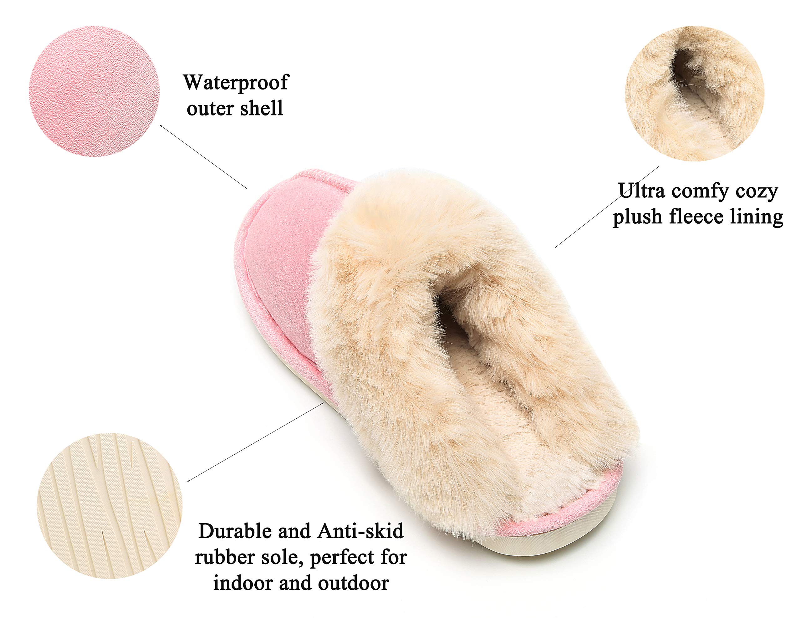 Epsion Women's Winter Warm Slippers - Faux Fur Fluffy House Shoes with Suede Plush Lining & Anti-Skid Sole - Indoor/Outdoor Comfort for Home, Office & Travel