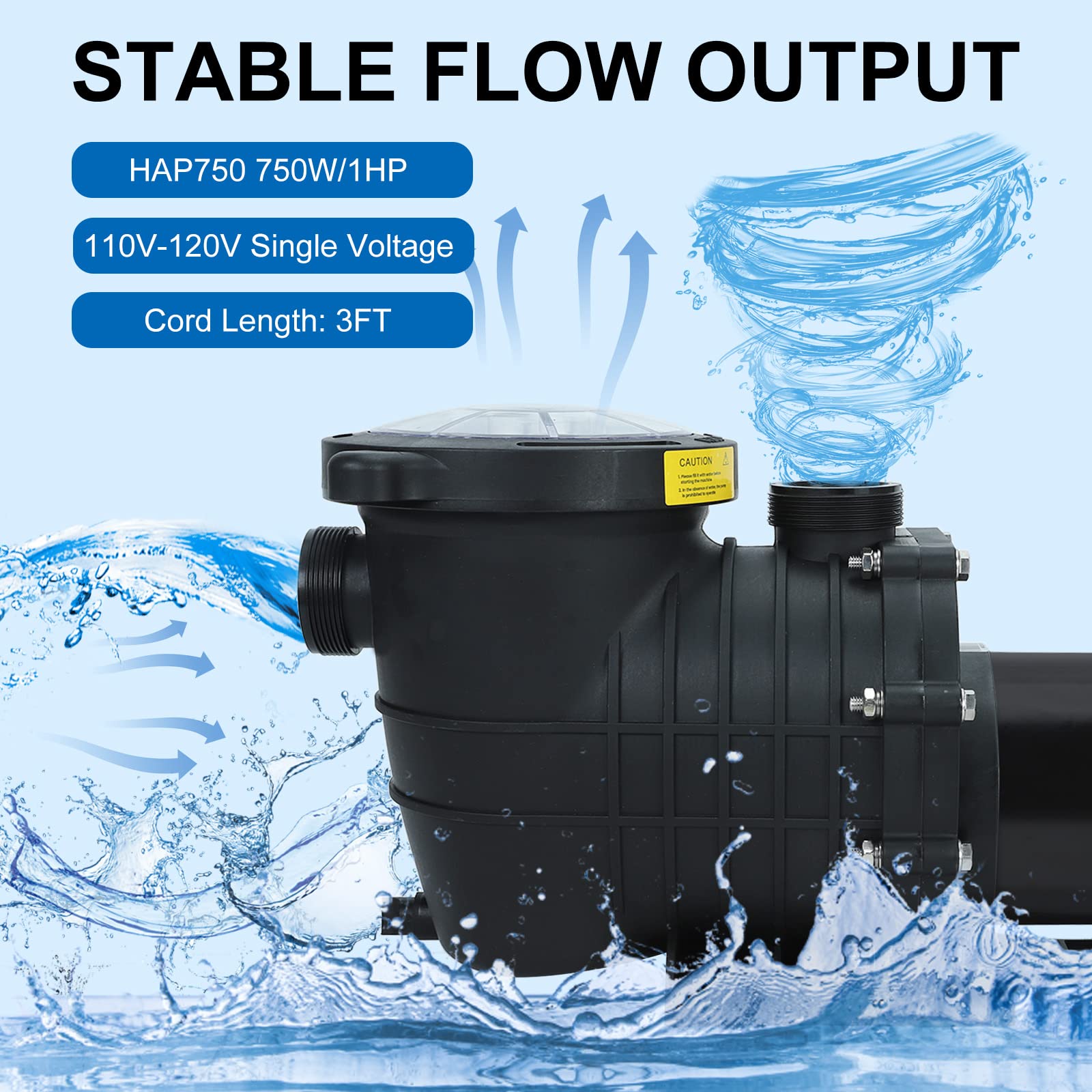 1.0 HP In-Ground & Above Ground Swimming Pool Pump, 110V 5220 GPH Single Speed Water Pump with Filter Basket - Ideal for Pool Maintenance, Water Circulation, and Filtration Systems
