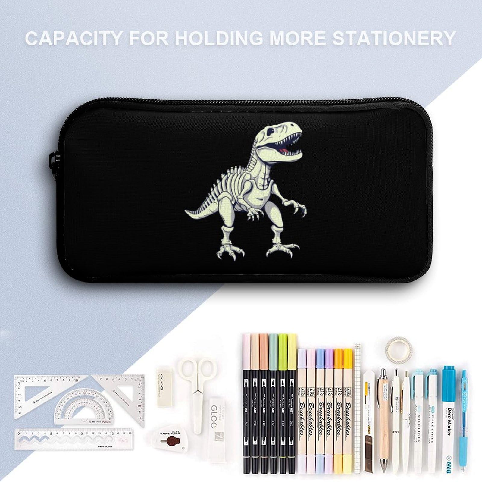 Dinosaur Skeleton T-Rex Backpack Set - 3 Piece School & Travel Backpack Combo with 17 Inch Laptop Compartment, Lunch Box & Pencil Case | Perfect for Students, Camping & Daily Use