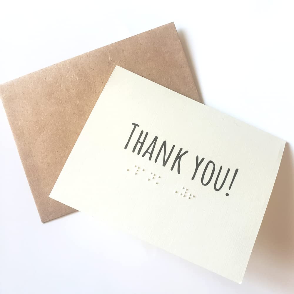 Handmade Braille Thank You Card - A2 Size Large Print Greeting Card for Men, Women & Kids | Perfect for Holidays, Birthdays & Appreciation Gifts