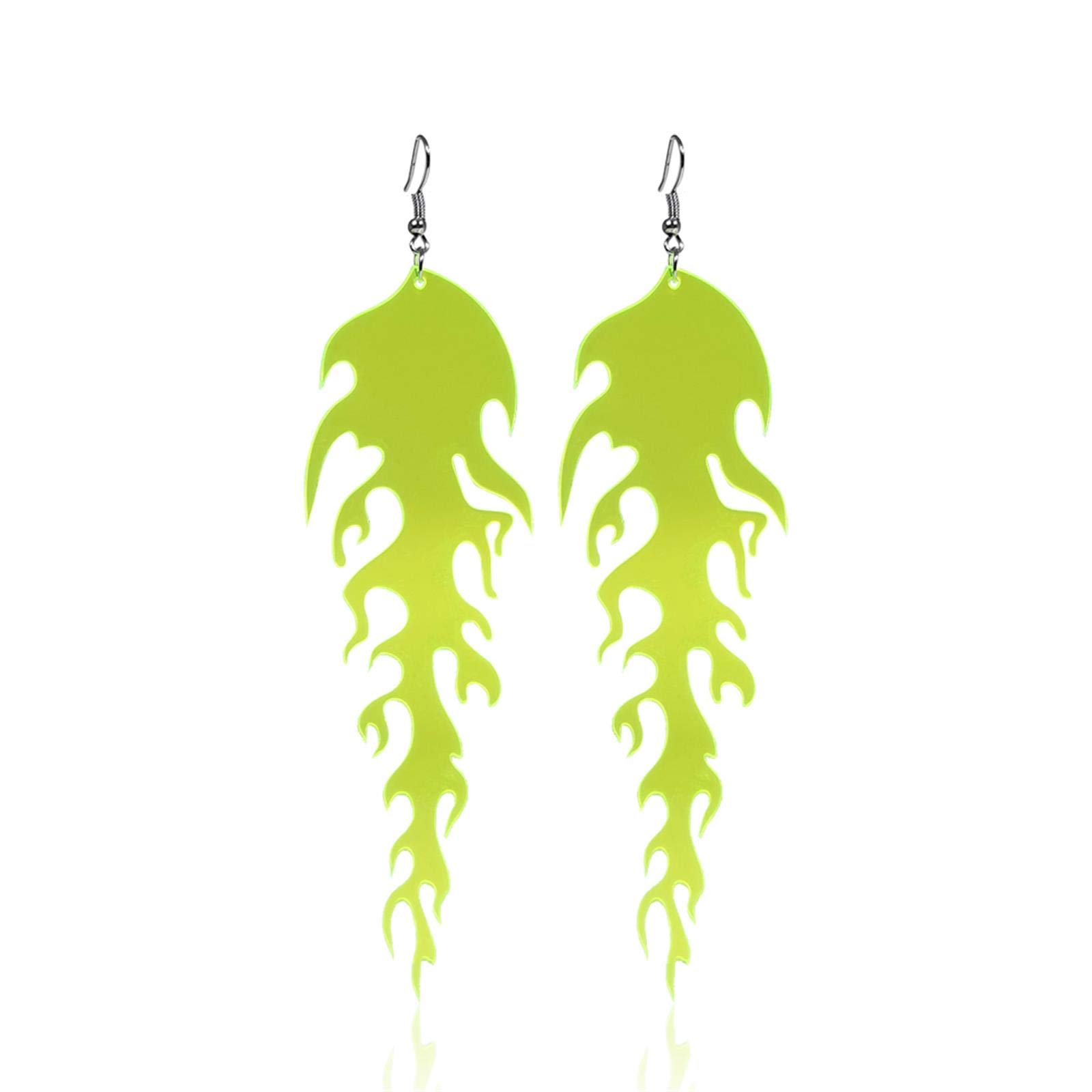 Transparent Acrylic Flame Dangle Earrings - Dainty Multicolor Punk Rock Hip Hop Jewelry for Women & Girls | Perfect for Concerts, Parties & Edgy Fashion