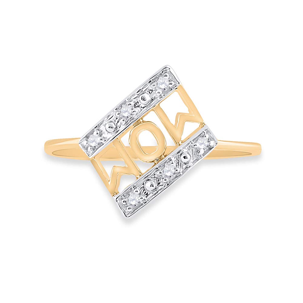 10K Yellow Gold Women's Round Diamond Mom Accent Ring 1/20 CTTW - Perfect Gift for Mother's Day, Anniversary & Special Occasions