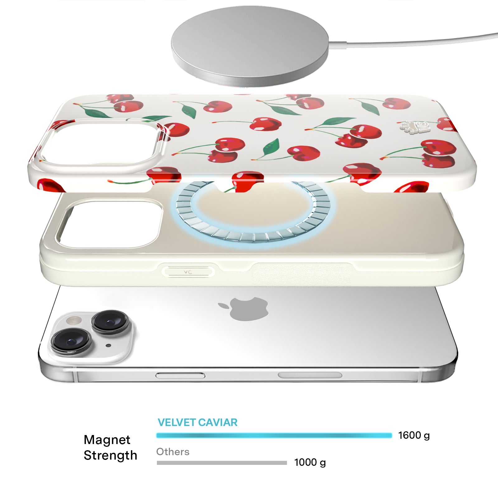 Mon Cheri Cherry iPhone Case - Cute & Durable Phone Cover for iPhone 13/14/15 - Perfect for Everyday Use, Travel & Gifts