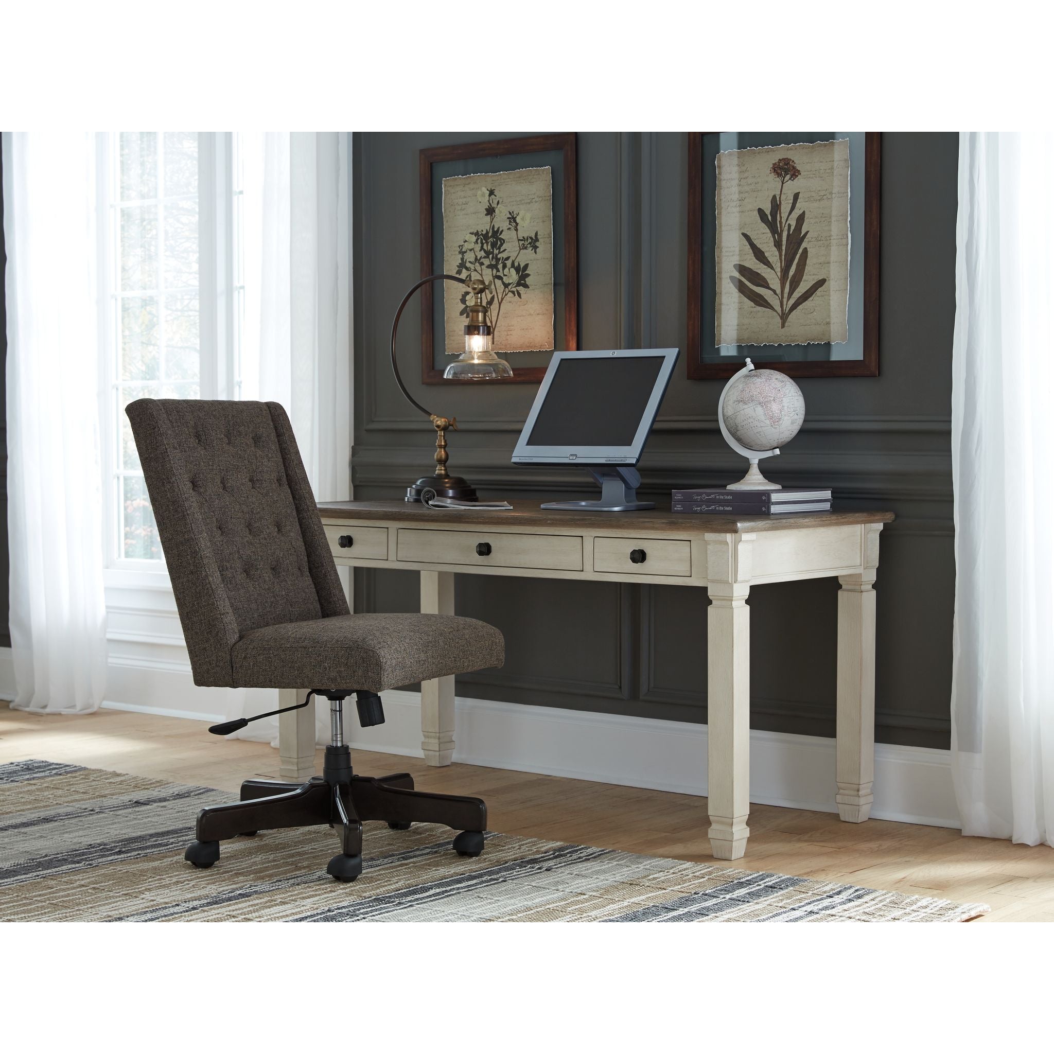Bolanburg Two-Tone Wooden Desk - Modern Home Office & Study Desk for Work & Remote Learning | Durable & Stylish Writing Table for Small Spaces