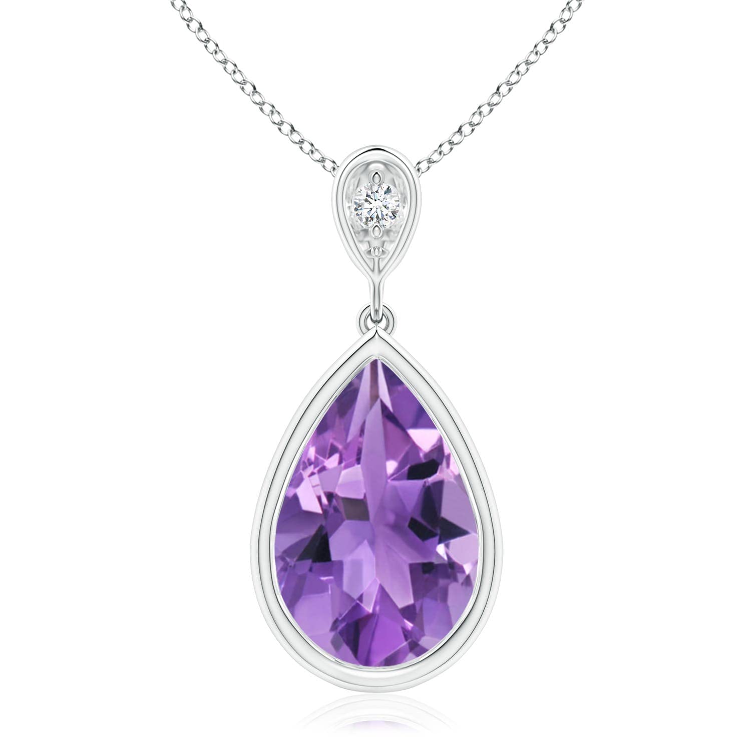 Angara Natural Amethyst Dangle Drop Pendant Necklace for Women - 14K Solid Gold/Platinum/Silver Options | February Birthstone Jewelry | Elegant Gift for Her, Birthday, Anniversary & Special Occasions | Perfect for Weddings, Parties & Everyday Wear