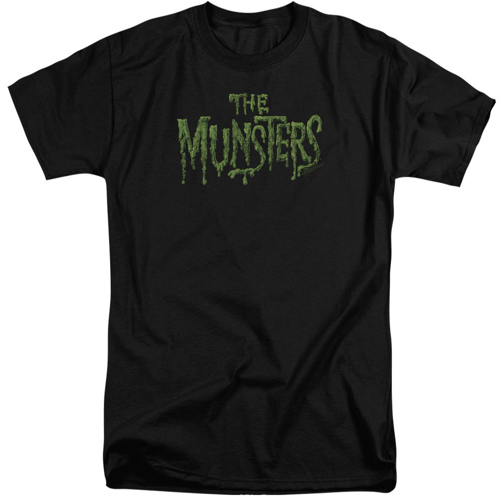The Munsters Distressed Logo Tall T-Shirt by A&E Designs | Vintage Horror TV Show Merch | Perfect for Halloween Costumes & Fan Collections