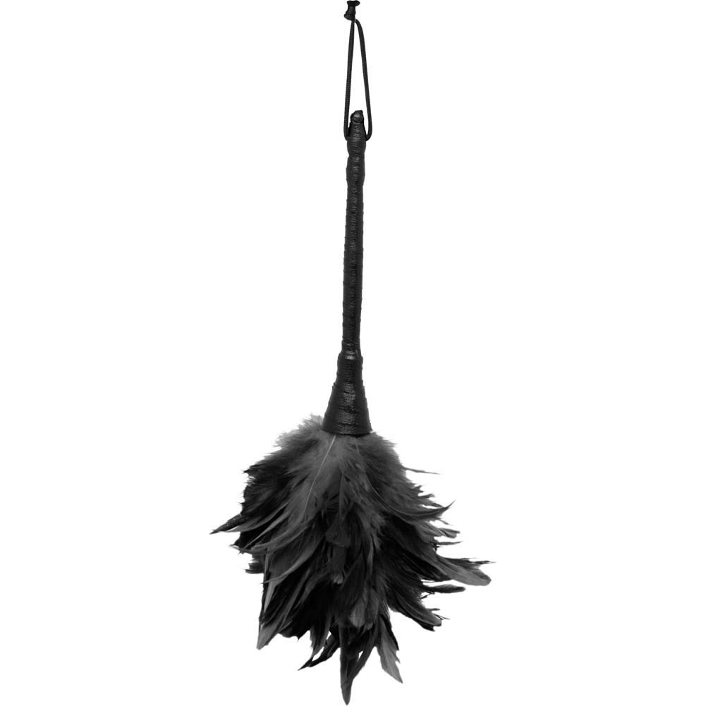 Fetish Fantasy Feather Duster Tickler - Sensual Bondage Toy for Couples Play | Black Satin Teaser for BDSM, Foreplay & Adult Intimacy
