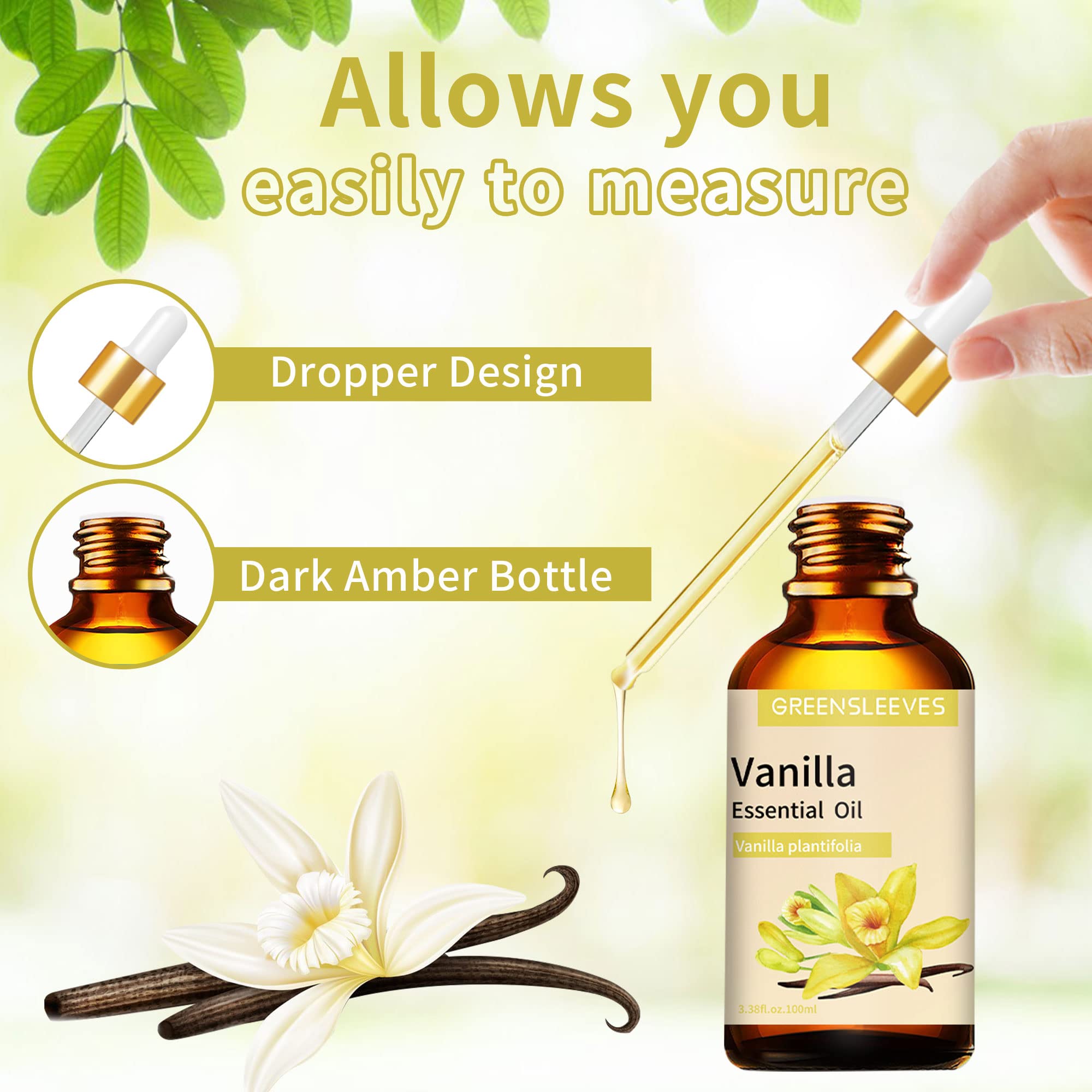 Pure Vanilla Essential Oil 100ml - 100% Natural Fragrance Oil for Aromatherapy, Diffusers, Candles, Soap Making | Relaxing Scent for Home, Spa & Massage Use