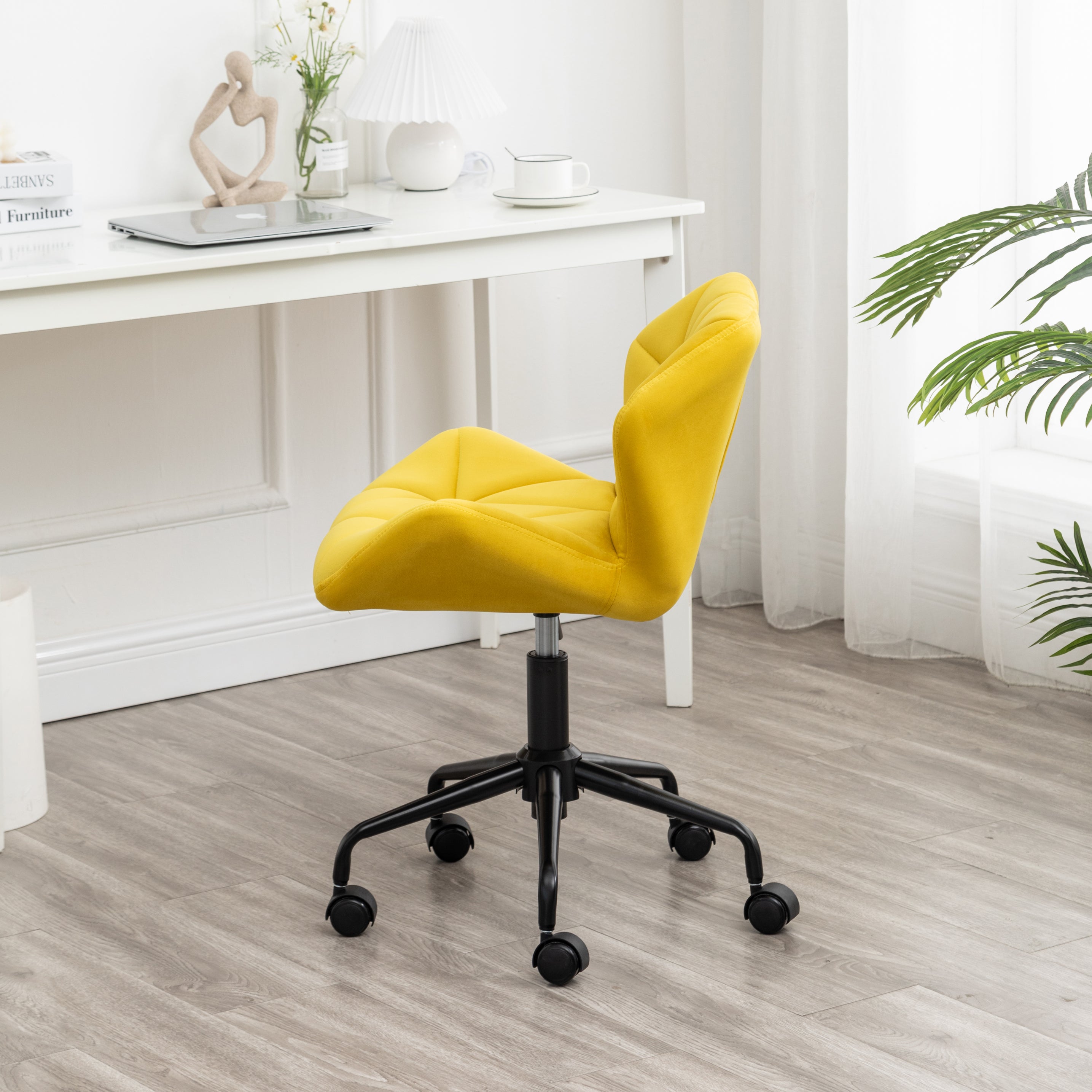 Roundhill Furniture Eldon Diamond Tufted Adjustable Swivel Office Chair - Ergonomic Executive Desk Chair with Lumbar Support for Home & Office Workspace