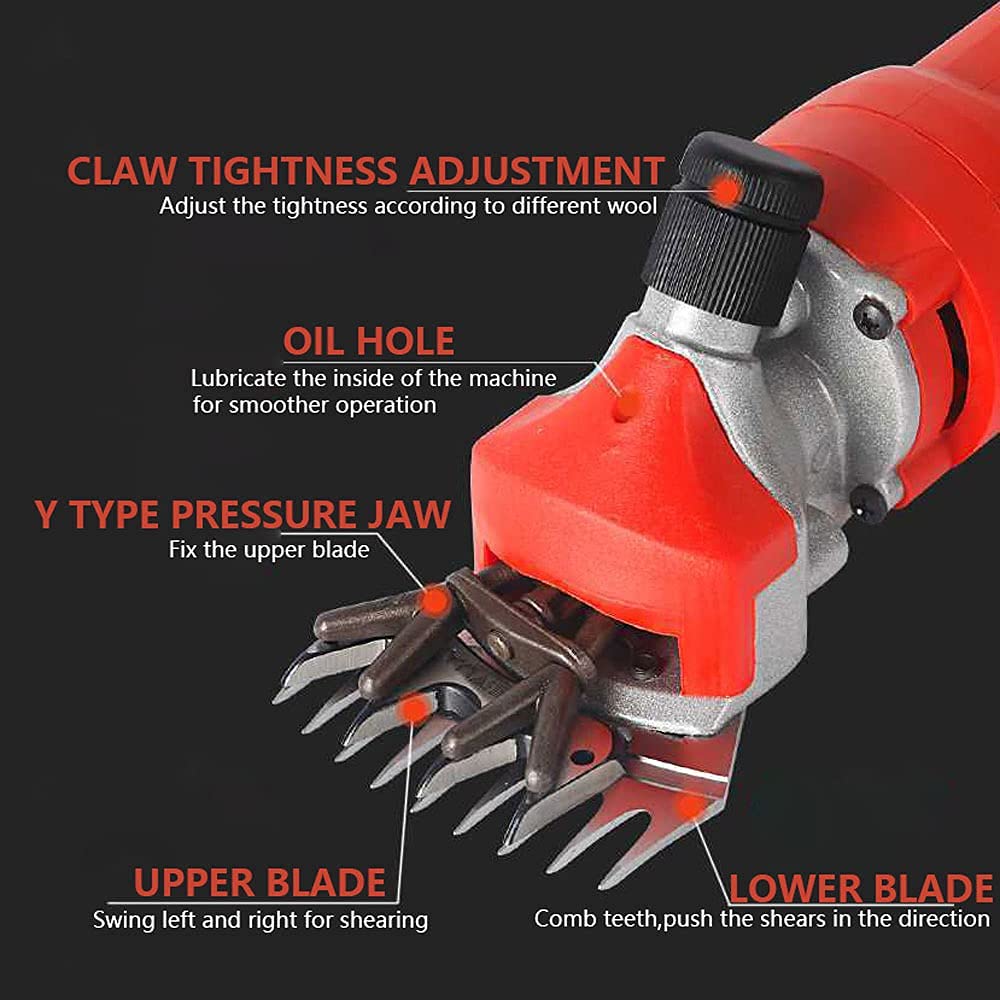 BJH 1000W Professional Electric Sheep Shears - 6-Speed Adjustable Livestock Clippers for Goats, Alpacas & Sheep | Heavy Duty Wool Trimming & Grooming Tool for Farms, Pet Care & Animal Husbandry | Perfect for Shearing, Fleece Harvesting & Veterinary Use