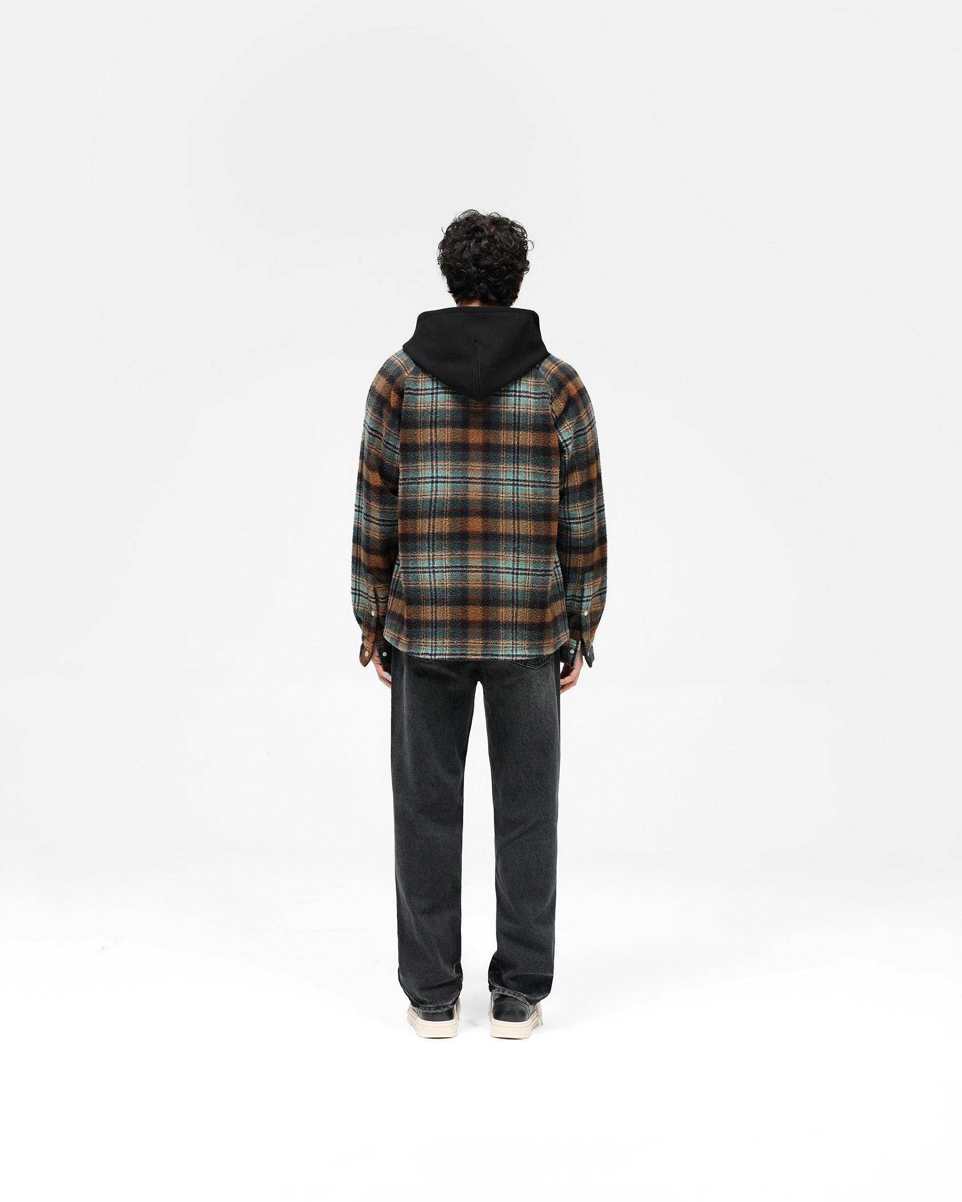 Men's Hooded Overshirt Jacket - Lightweight Water-Resistant Checkered Flannel Shirt for Outdoor Hiking & Casual Streetwear