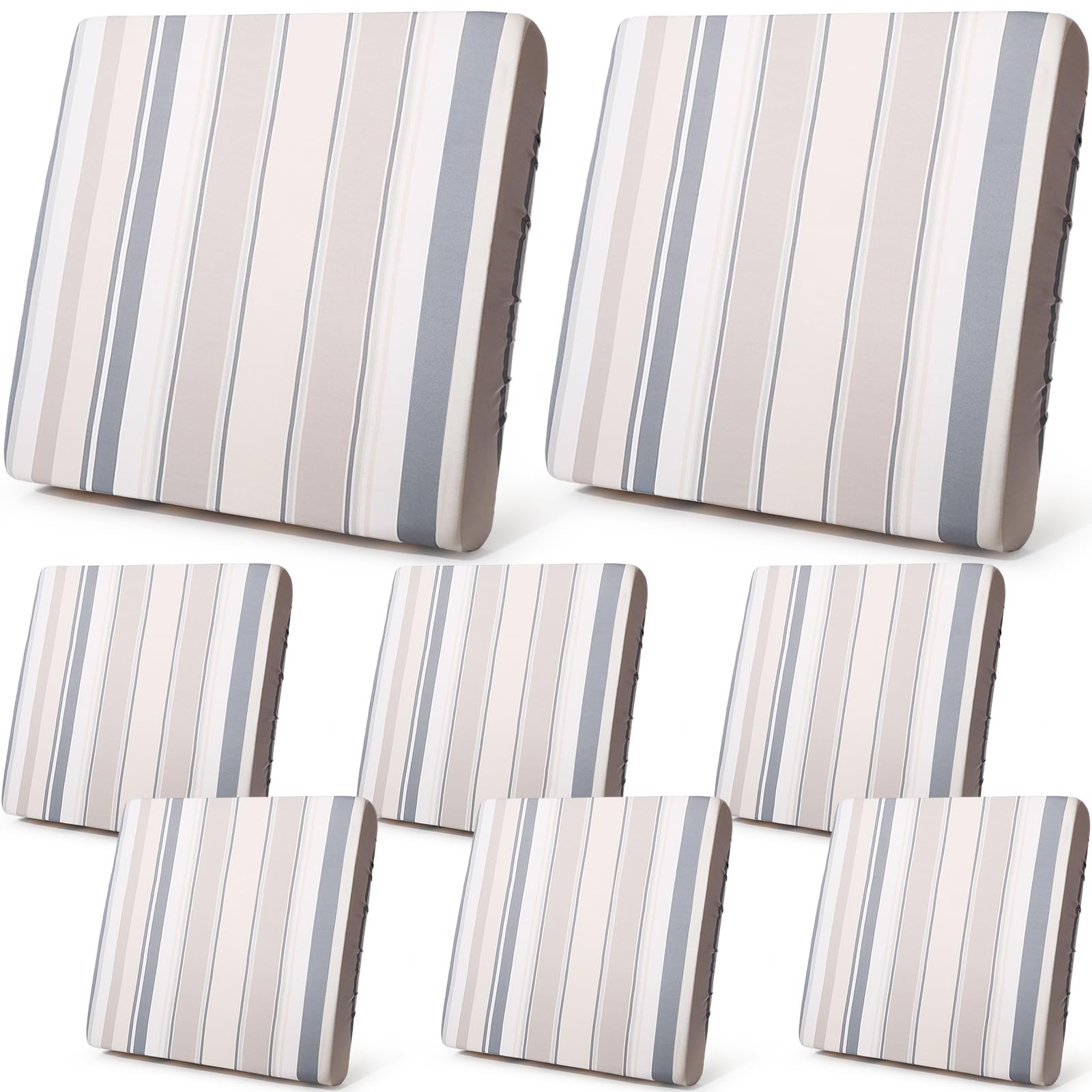 **Newwiee 8-Piece Patio Stretch Sofa Cushion Covers - Waterproof Outdoor Furniture Slipcovers for Sofa, Chair & Seat - Soft, Durable & Flexible Protector (Gray Beige) - Perfect for Backyard, Deck & Poolside Relaxation**