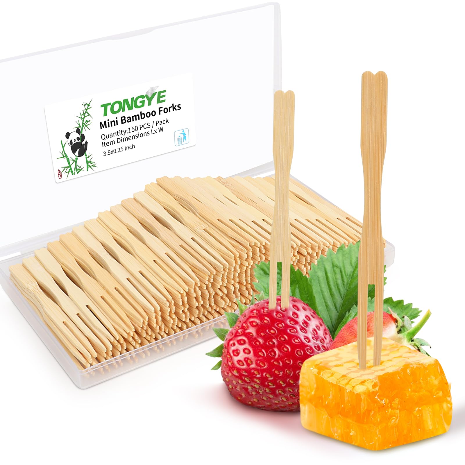 Disposable Mini Appetizer Forks - 150 PCS 3.5 Inch Small Bamboo Wooden Two-Prong Forks for Fruits, Charcuterie, Cocktails & Party Platters | Perfect for Catering, Weddings & Home Entertaining