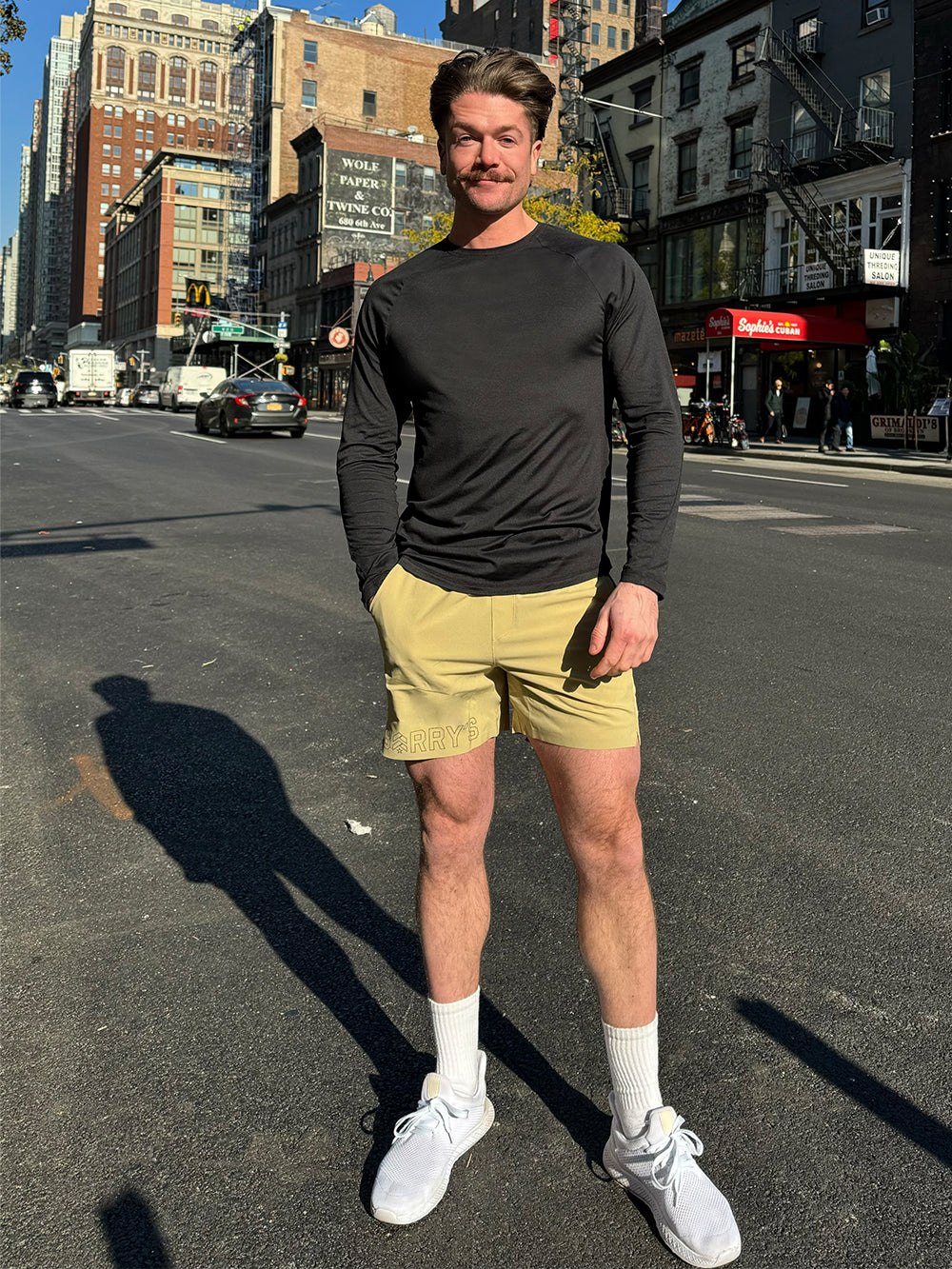 Barry's Taupe 5-Lined Training Shorts for Men - Comfortable Gym Workout & Running Shorts with Moisture-Wicking Fabric - Perfect for Fitness, Jogging & Active Lifestyle