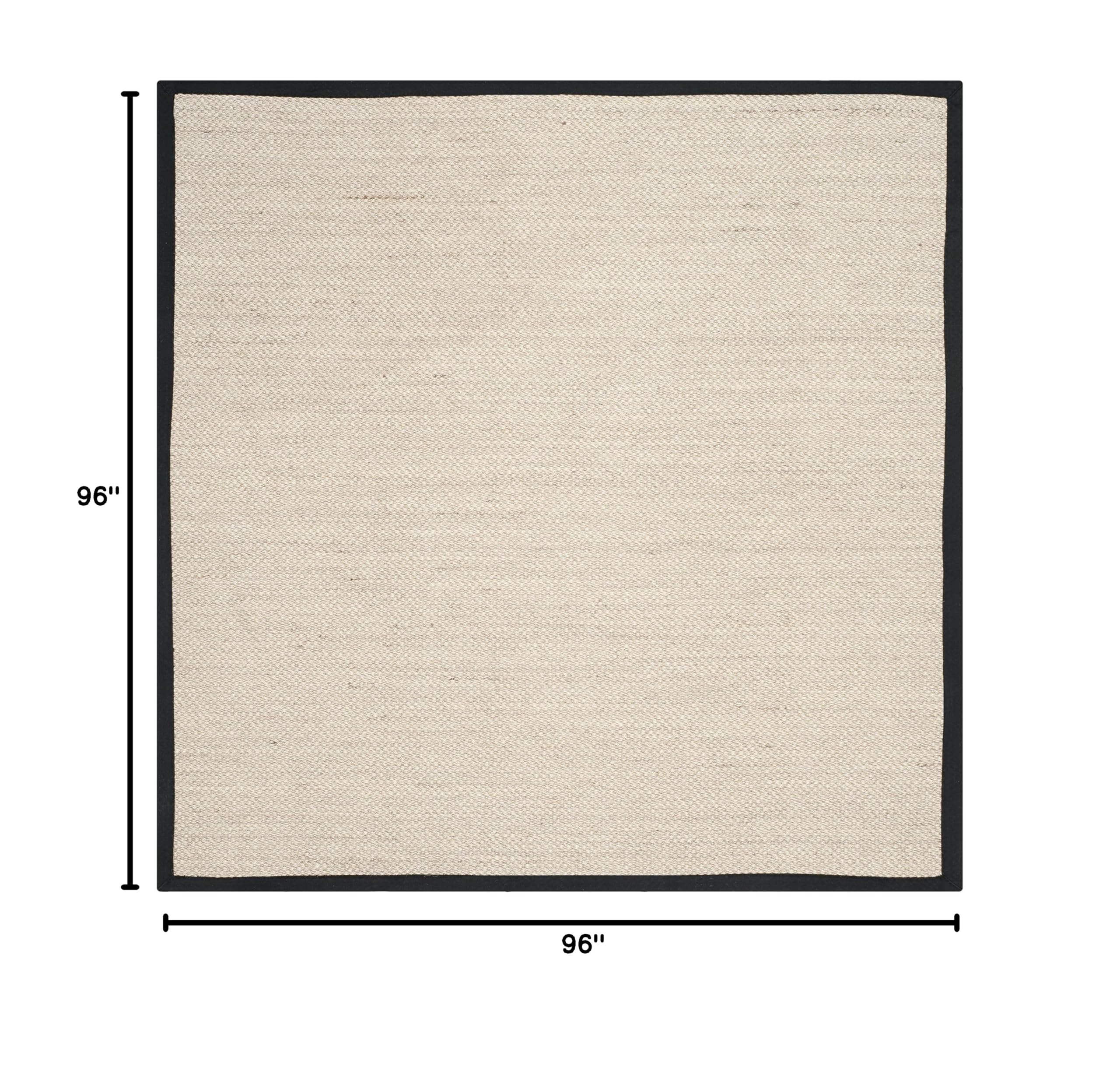 SAFAVIEH Natural Fiber Collection 8' Square Marble & Black NF143A Border Sisal Area Rug - Perfect for Living Room, Bedroom, or Office Decor