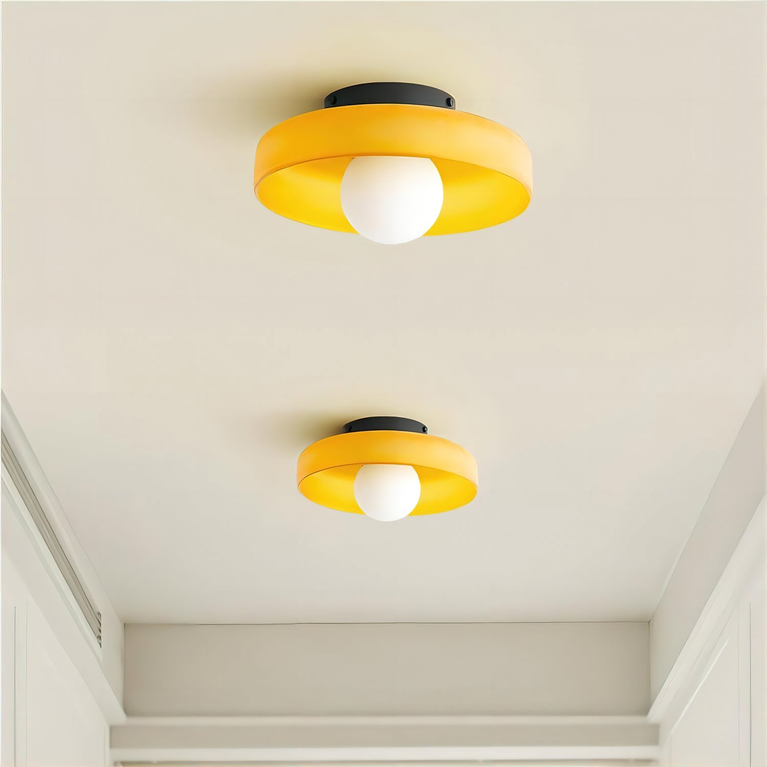 Modern Disc Orb Ceiling Lamp - Sleek Round LED Light Fixture for Living Room, Bedroom, or Dining Room - Energy-Efficient Indoor Lighting Solution