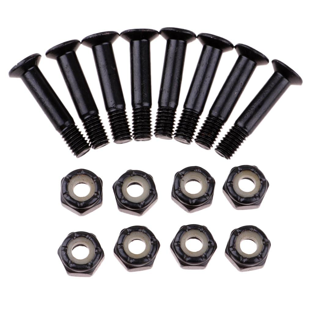 LEIPUPA 8 Sets Skateboard Axle Nuts Set - Truck Mounting Screws Bolts Hardware Replacement Parts for Skateboard Maintenance & Repair - Perfect for DIY Skateboard Upgrades and Longboard Accessories