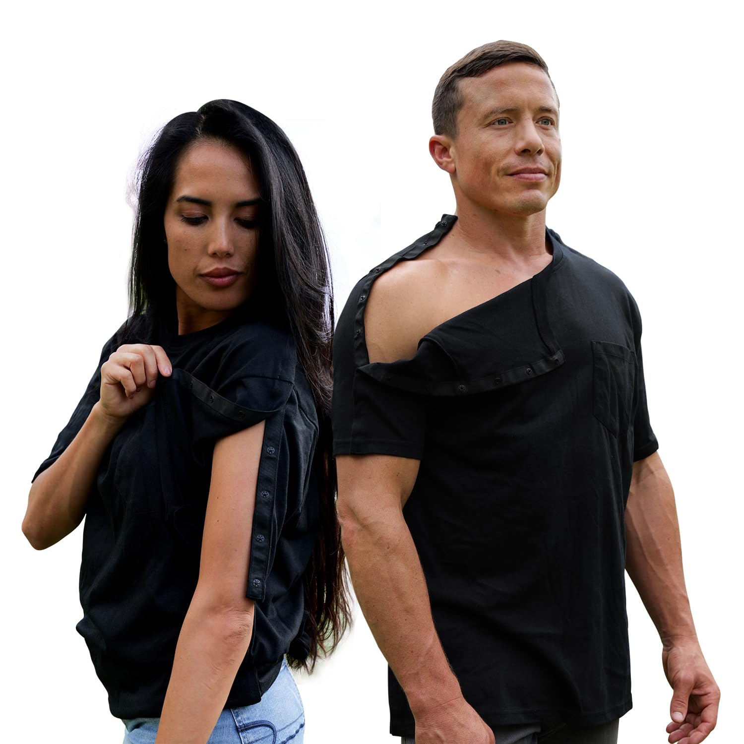 Post Shoulder Surgery Shirts for Women & Men - Full Open Snap Front Recovery Clothing for Rotator Cuff, Dialysis & Chemotherapy | Comfortable Unisex Fit | Ideal for Medical Procedures & Daily Wear