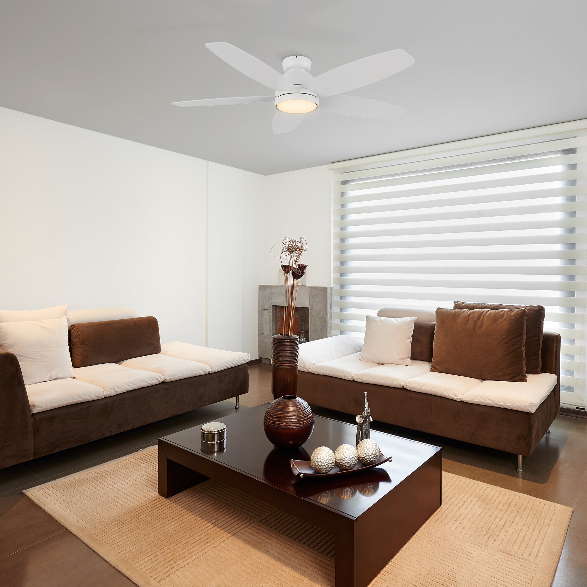 52 Inch Low Profile Ceiling Fan with LED Light and Remote Control - Perfect for Bedroom, Living Room, and Indoor Spaces