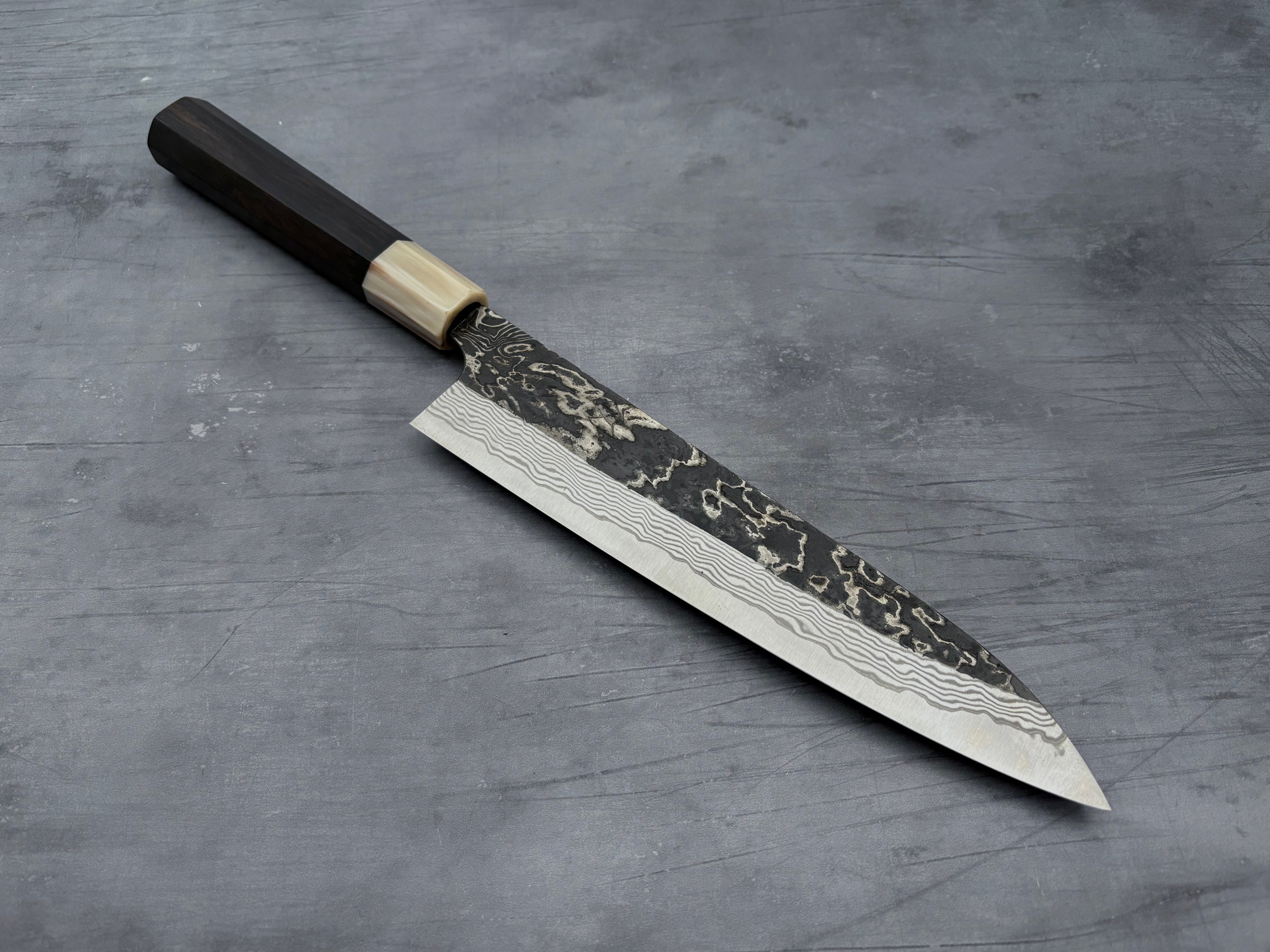 Hatsukokoro SLD Kurouchi Blast Gyuto 240mm Japanese Chef Knife - High Carbon Steel Kitchen Knife for Professional Chefs & Home Cooking, Perfect for Slicing, Dicing & Meat Cutting
