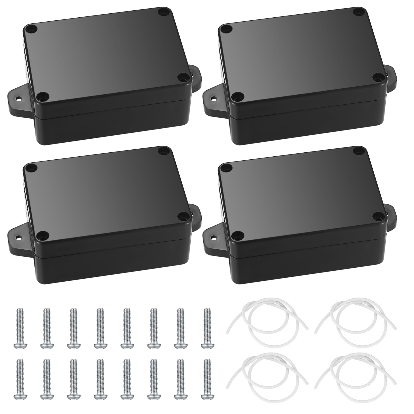 4pcs IP65 Waterproof Electrical Junction Boxes, ABS Plastic Dustproof Project Case with Fixed Ear for Outdoor Electronics - 3.3x2.3x1.37in - Ideal for Outdoor Wiring, Solar Panels & Security Cameras