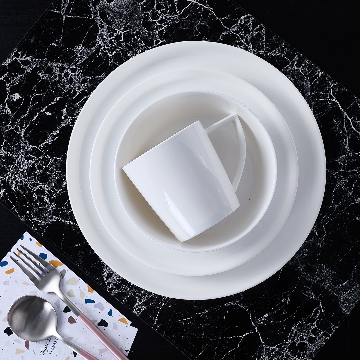 Madeline Bone China Dinnerware Set - Elegant White Porcelain Dinner Plates, Bowls & Cups - Perfect for Formal Dining, Weddings & Special Occasions