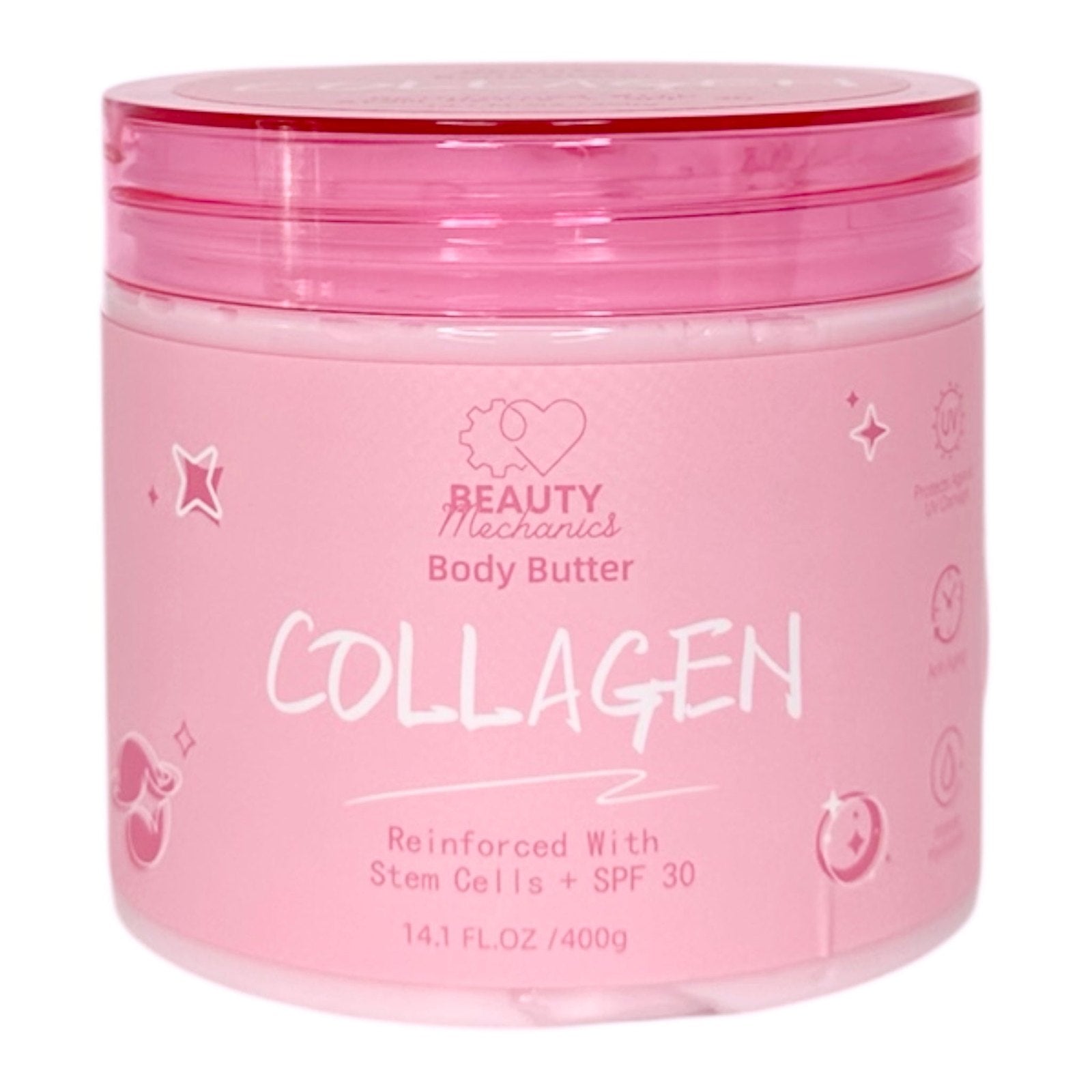 Collagen Body Butter with SPF30 & Stem Cells - 14 fl. oz. - Deep Moisturizing & Anti-Aging Cream for Dry Skin - Perfect for Daily Hydration & Sun Protection