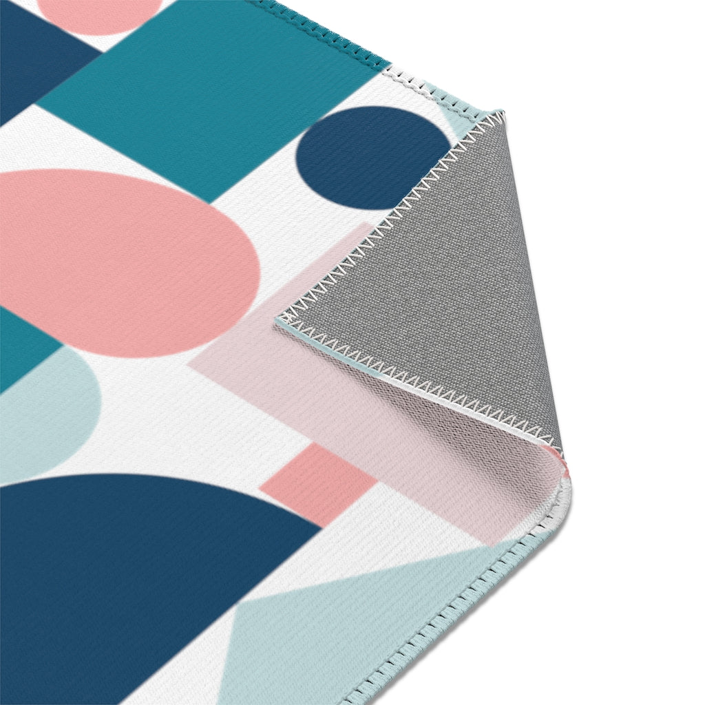 Pastel Retro Abstract Design Area Rugs - Soft Non-Slip Living Room Bedroom Decor for Boho Chic Home Style
