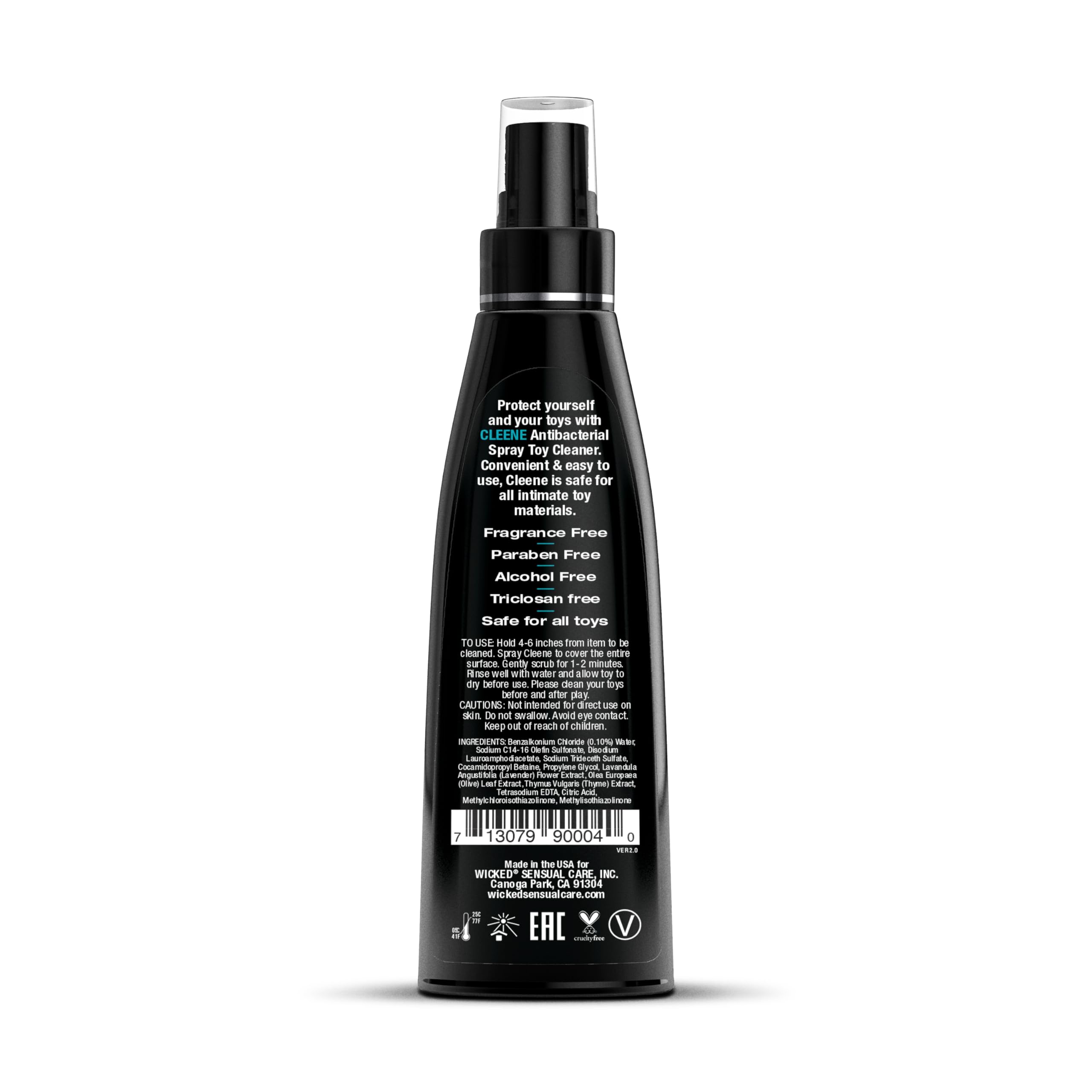 Wicked Sensual Care Wicked Cleener Toy Cleaner - 4oz Spray for Adult Toys & Sensual Accessories | Gentle Cleaning Solution for Silicone, Rubber & Plastic Toys | Perfect for Before & After Play