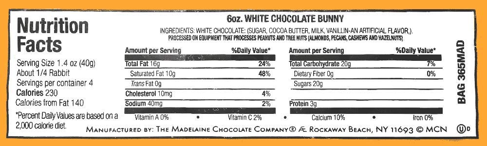 Premium White Milk Chocolate Easter Bunny - 6oz Solid Chocolate Treat in Cellophane Bag | Easter Basket Stuffers, Holiday Gifts & Party Favors | Perfect for Easter Celebrations, Classroom Treats & Spring Gatherings