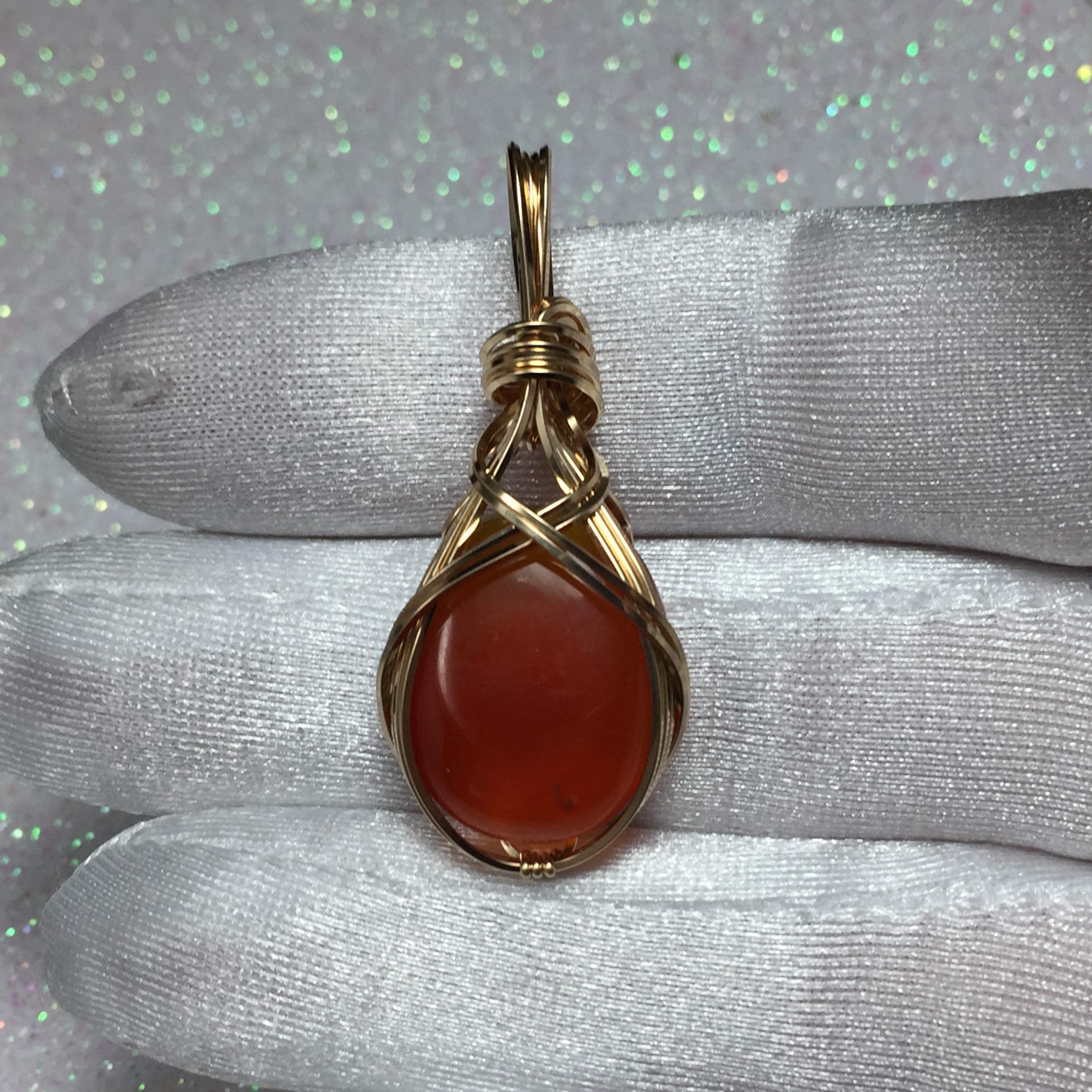 14K Gold Filled Carnelian Crystal Necklace - AAA Quality Heart Wand Pendant for Reiki Healing, Romance & Energy Balance | Elegant Gift Box & Black Leather Cord | Perfect for Meditation, Yoga & Spiritual Gifts