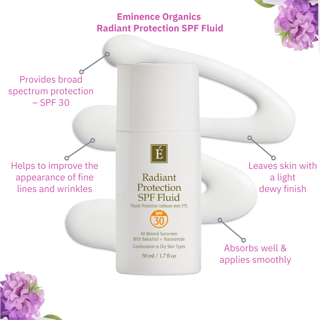 Eminence Organics Radiant Protection SPF 30 Fluid - Lightweight Daily Face Sunscreen for Sensitive Skin | Vegan & Cruelty-Free | Perfect for Outdoor Activities & Beach Days