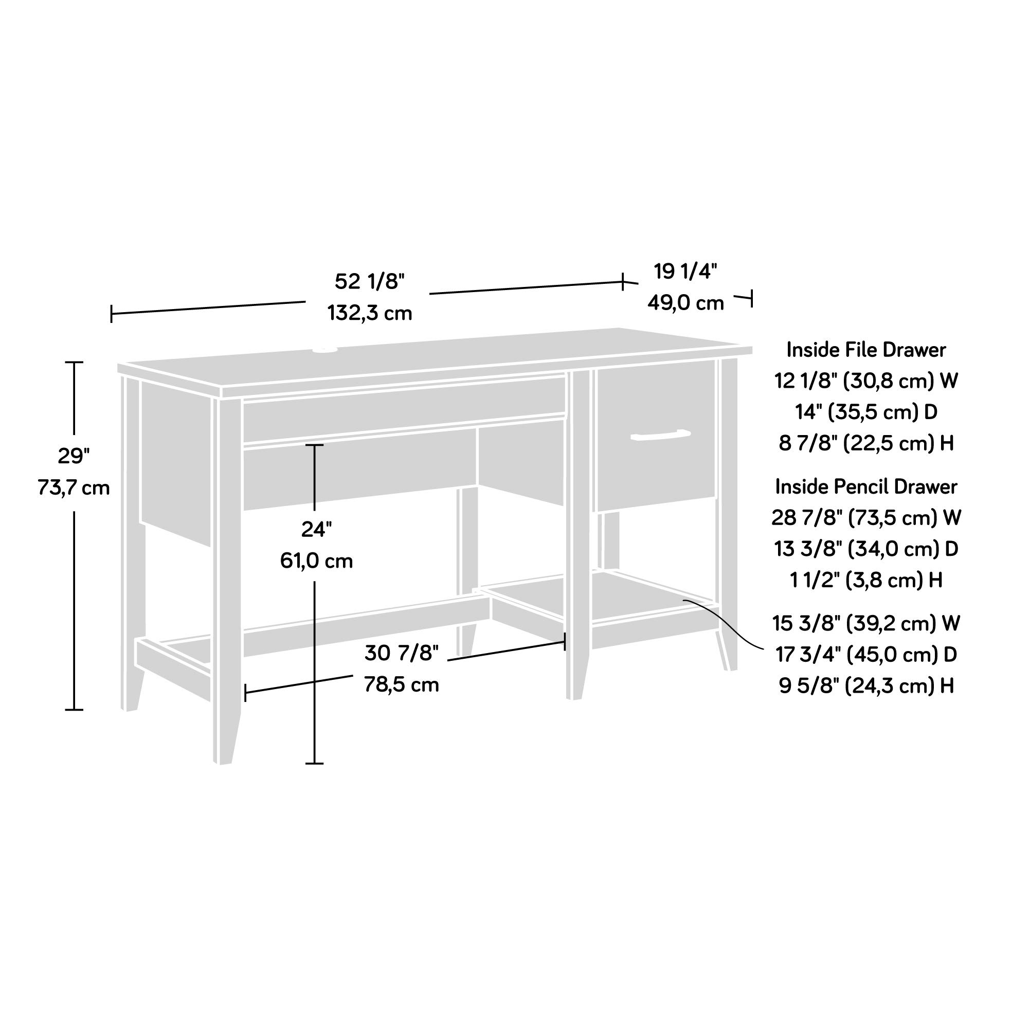 Sauder Summit Station Desk - Laurel Oak Finish | Modern Home Office Desk for Work & Study | Durable Writing Desk with Storage
