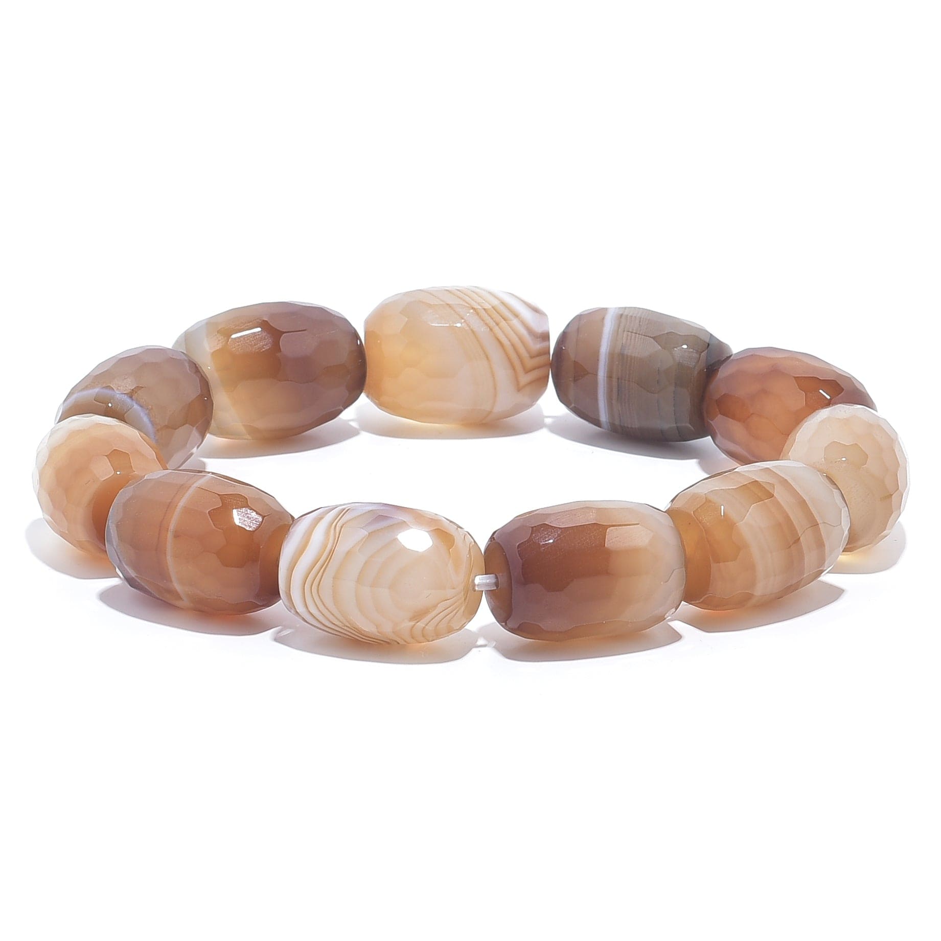 Natural Agate Gemstone Stretch Bracelet for Women - Healing Crystal Elastic Beaded Bracelet for Yoga, Meditation & Positive Energy
