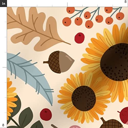 Autumn Garden with Squirrels Printed Satin Fabric Fat Quarter - Premium Spoonflower Fabric for Sewing, Lining, Apparel, Fashion, Blankets & Home Decor - Perfect for DIY Crafts, Quilting, and Seasonal Home Decoration