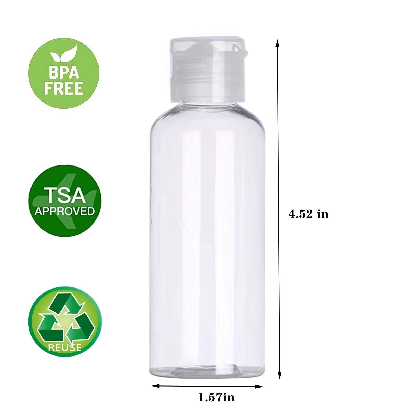 5 Pack 3.4oz TSA Approved Empty Travel Bottles - Leak Proof & Squeezable Plastic Toiletries Containers for Shampoo, Lotion & Cosmetics | Perfect for Air Travel, Gym & Vacation Essentials (Clear)