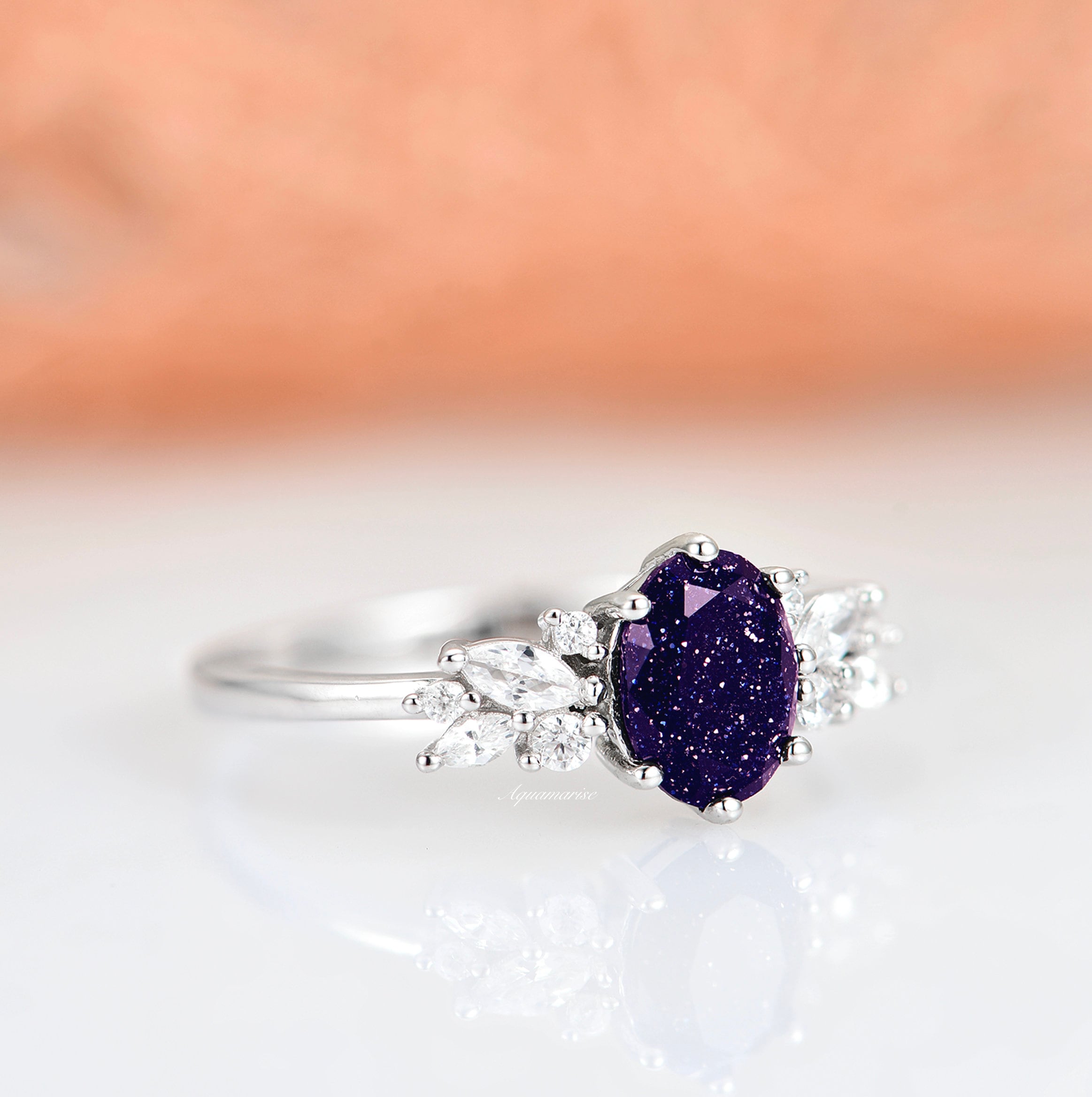 Lily Galaxy Sandstone Ring - Sterling Silver Women's Jewelry for Everyday Wear & Gift Giving