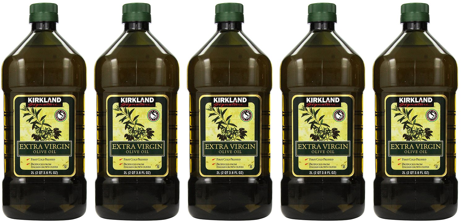 Kirkland Signature Extra Virgin Olive Oil - 5 Pack (2 QT 3.6 FL OZ) | Premium Cold-Pressed Cooking Oil for Salads, Pasta & Healthy Recipes | High-Quality Olive Oil for Home & Restaurant Use