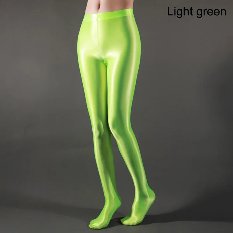 Shiny High Waist Yoga Pants for Women - Satin Glossy Leggings, Sexy Stockings & Sport Tights - Perfect for Fitness, Workout & Daily Wear