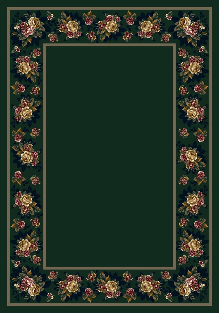 Emerald Green Floral Lace Area Rug 7'8