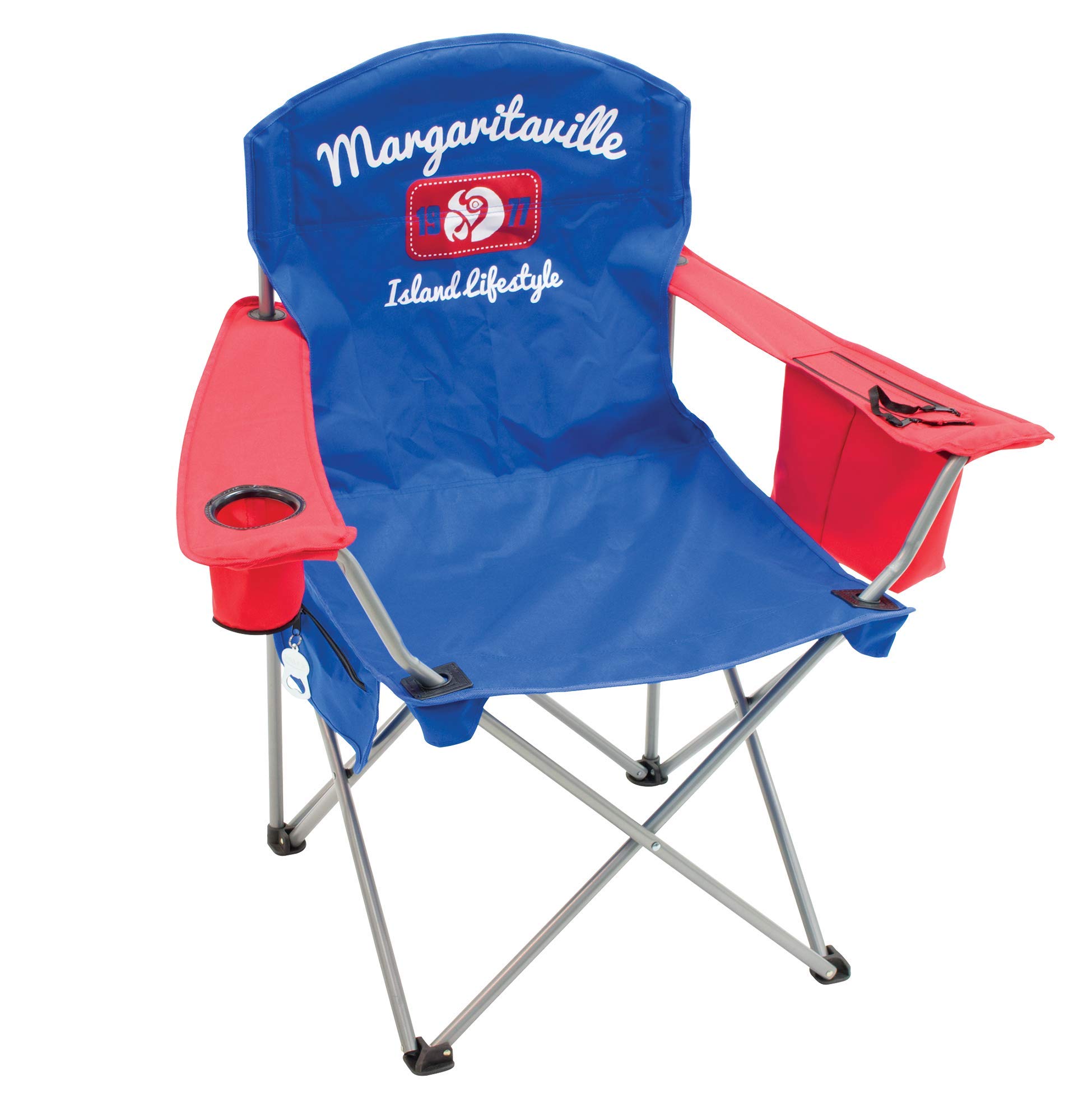 Margaritaville Outdoor Quad Folding Chair - Portable Beach Camping Lawn Chair with Cup Holder, Heavy Duty for Patio, Backyard, Poolside & Tailgating