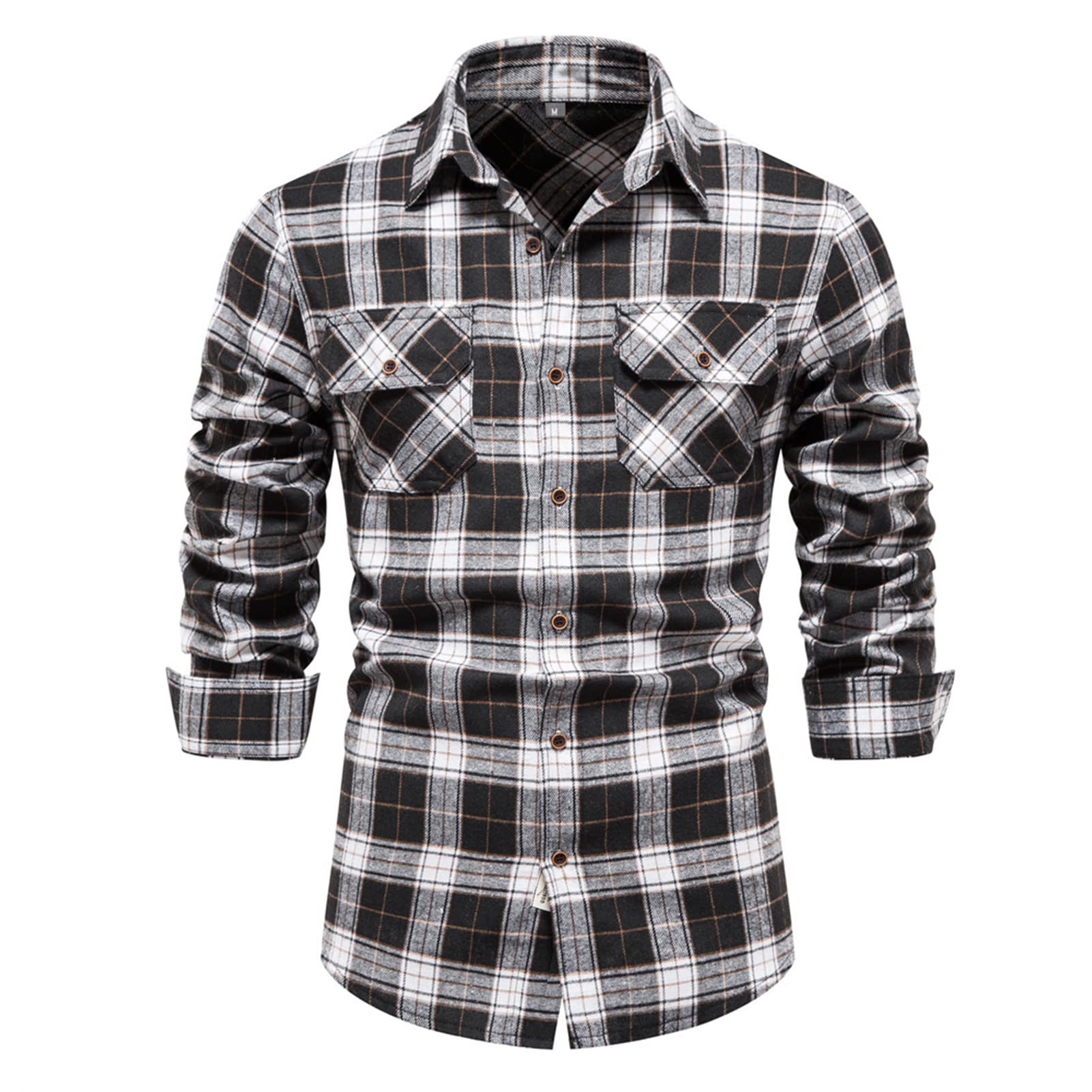 Aulemen Men's Casual Long Sleeve Plaid Button Down Shirt with Pockets - Regular Fit Comfortable Work & Weekend Wear