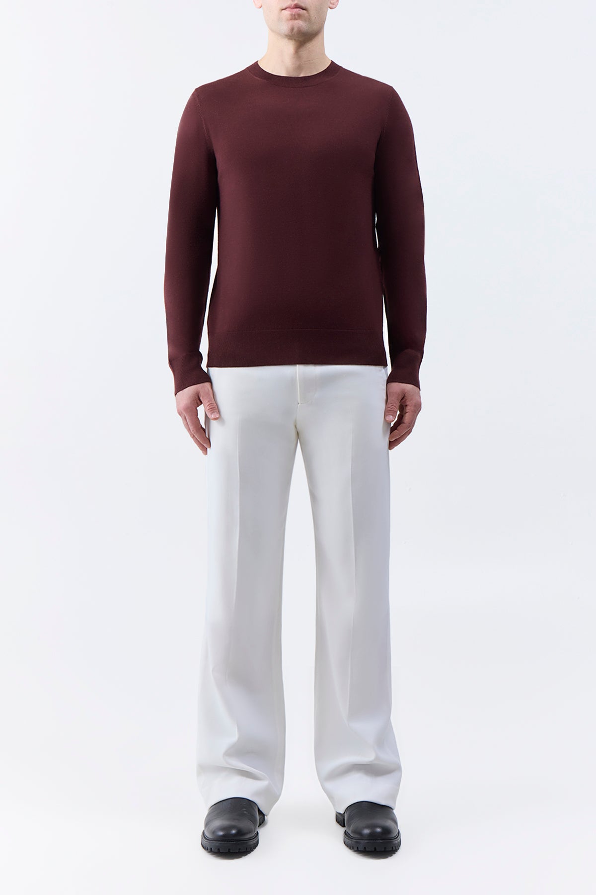 Premium Merino Wool Knit Crewneck Sweater - Deep Bordeaux Color | Warm & Soft Winter Pullover for Men & Women | Perfect for Casual Outfits, Office Wear & Cozy Evenings
