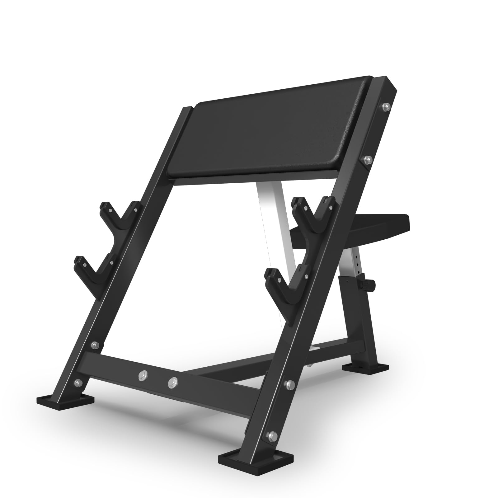 Mikolo Preacher Curl Bench - Adjustable Seated Arm Isolation Bicep Curl Machine with 2 Barbell Holders for Dumbbells | Home Gym Equipment for Strength Training & Muscle Building