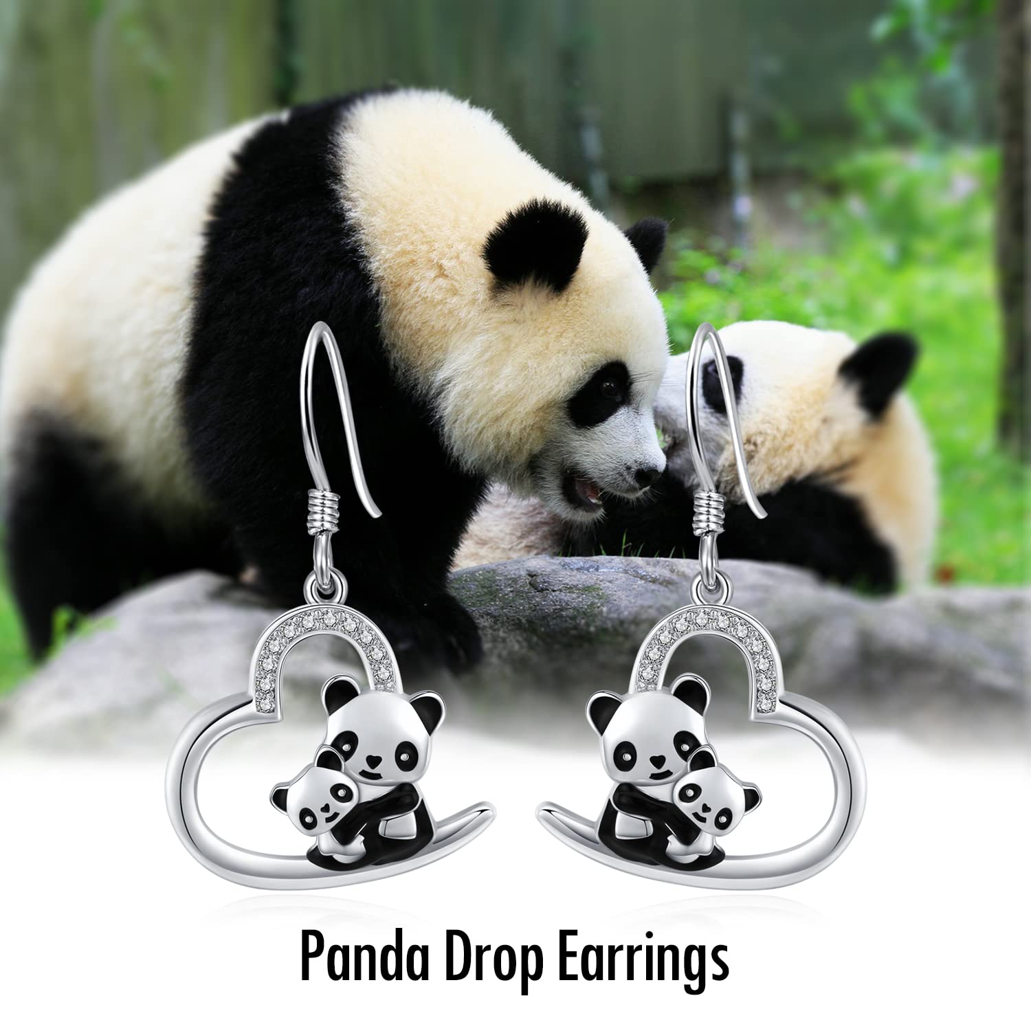 925 Sterling Silver Panda Stud Earrings - Cute Animal Jewelry Drop Earrings for Women | Perfect Birthday Gift, Everyday Wear & Special Occasions