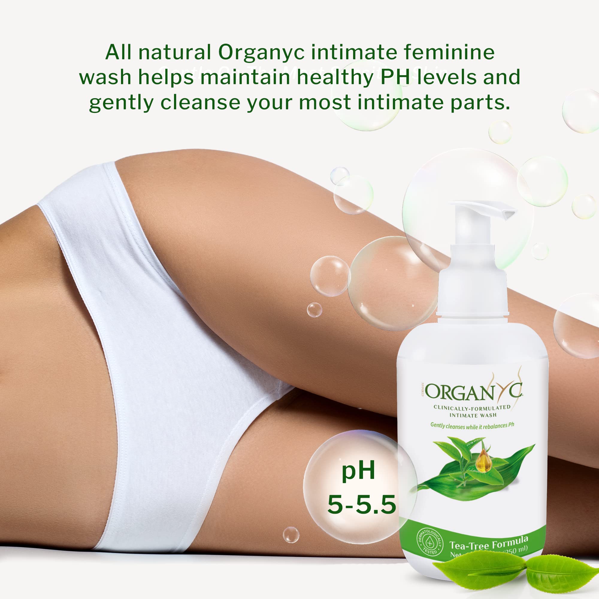 Organic Feminine Hygiene & Intimate Wash with Tea Tree Oil - 250ml | pH Balanced Gentle Cleanser for Women | Daily Use & Post-Workout Care