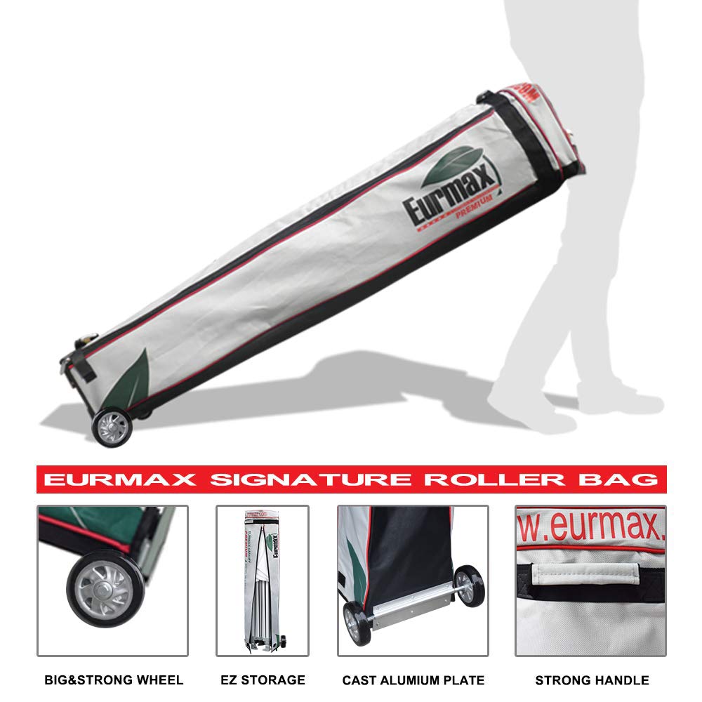 Eurmax USA 10'x10' Premium Pop-Up Canopy Tent - Commercial Instant Shelter with Removable Sidewalls, Wheeled Carry Bag & 4 Bonus Sandbags (Field Green) - Perfect for Outdoor Parties, Farmers Markets, Beach Trips & Sporting Events