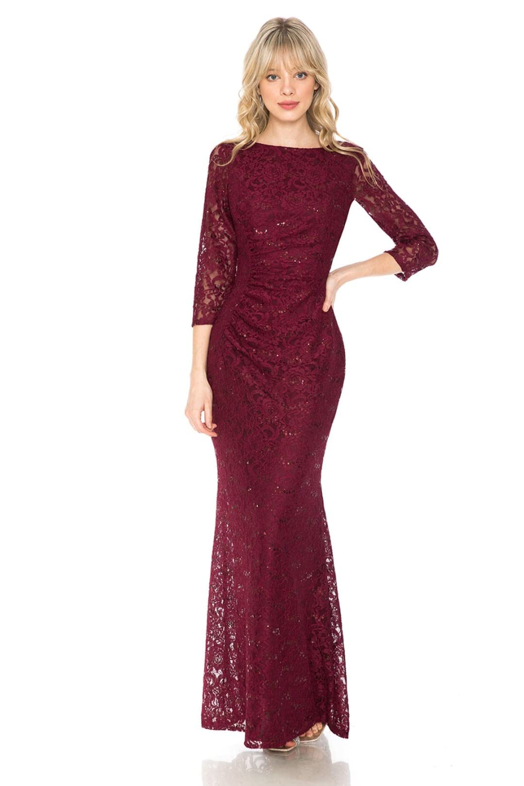Elegant Modest Mother of The Bride Dress Burgundy - Long Sleeve Lace Wedding Guest Gown for Formal Occasions, Church Ceremonies & Special Events
