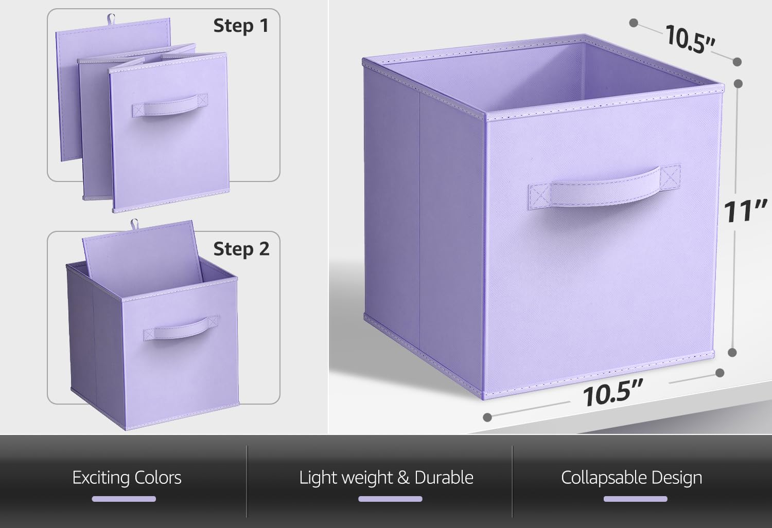Sorbus 8-Pack Fabric Storage Cubes - Foldable Closet Organizer Bins for Pantry, Toys, Clothes - 11 Inch Collapsible Cube Baskets with Handles | Perfect for Shelves, Cabinets, Kids Room & Home Organization